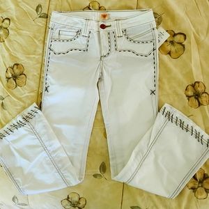 Antik denim kids pants, 5 pocket flare white size 8